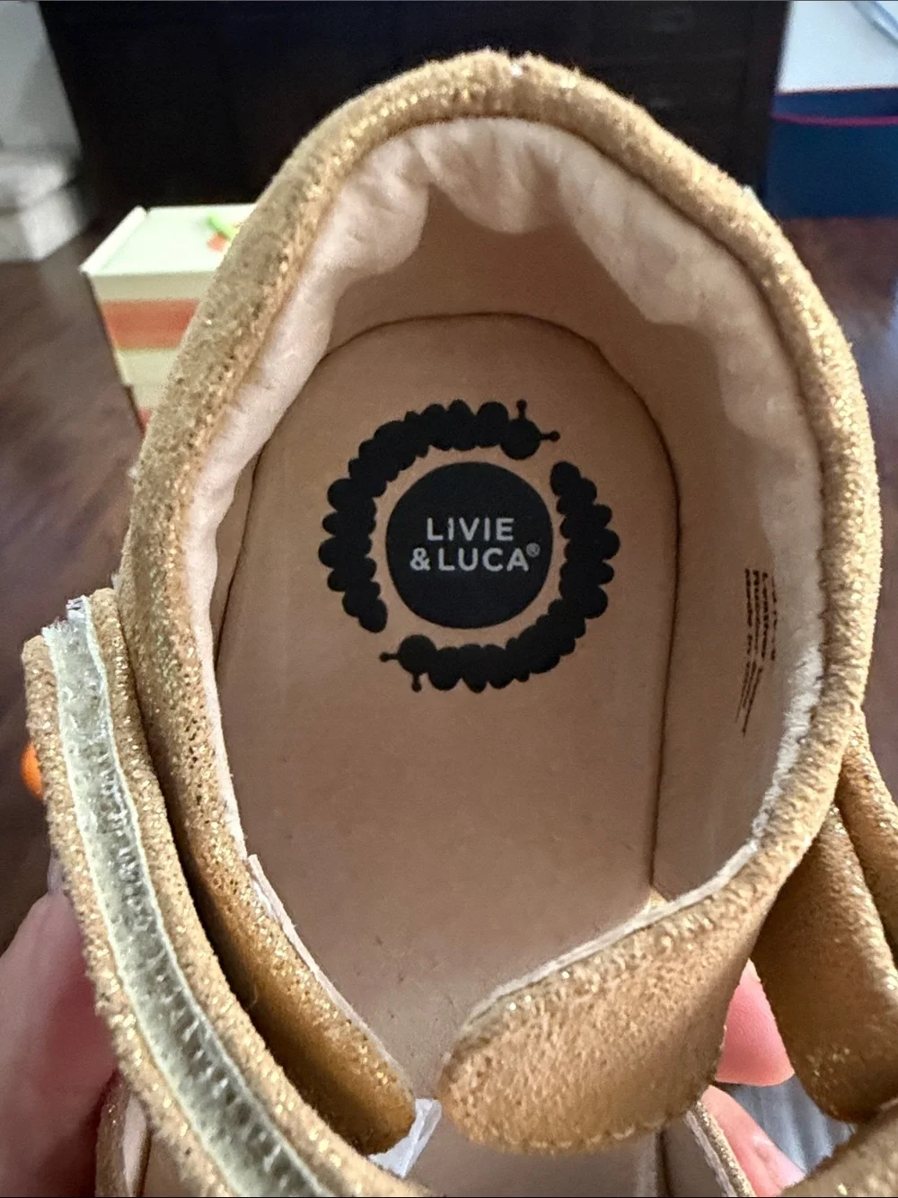 Livie & Luca Gold Glitter Petal Shoe